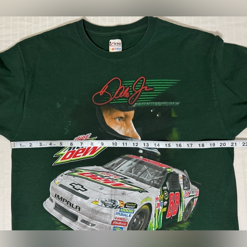 Dale Earnhardt Jr 88 Mountain Dew NASCAR Racing T-Shirt Chase Green Med-Large - Picture 5 of 7